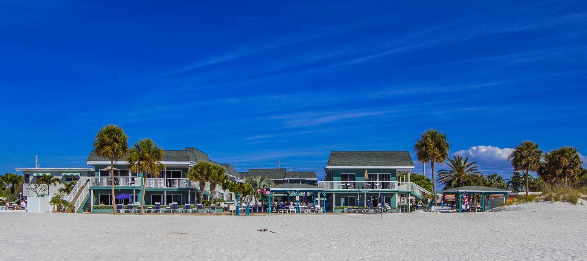 An expansive view of the resort at VRI's Mariner Beach Club in St. Pete Beach, Florida.
